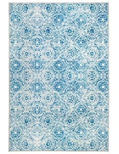 Mozaic Tiles Nonslip Rug in Blue
