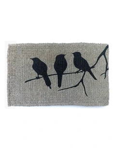 Birds On Branch Doormat in Grey
