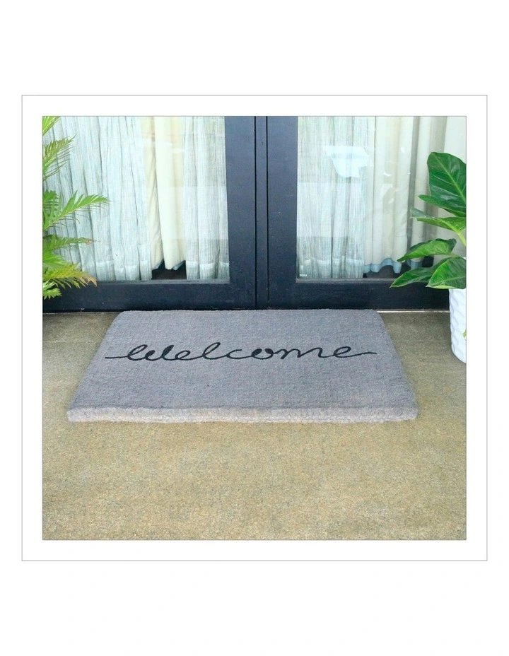 Cursive Welcome Doormat in Grey image 5