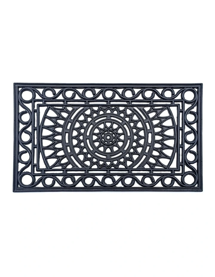 Meena Rubber Doormat in Black image 1