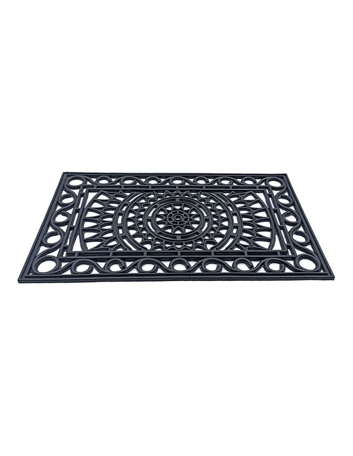 Meena Rubber Doormat in Black image 2