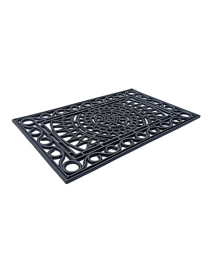 Meena Rubber Doormat in Black image 3