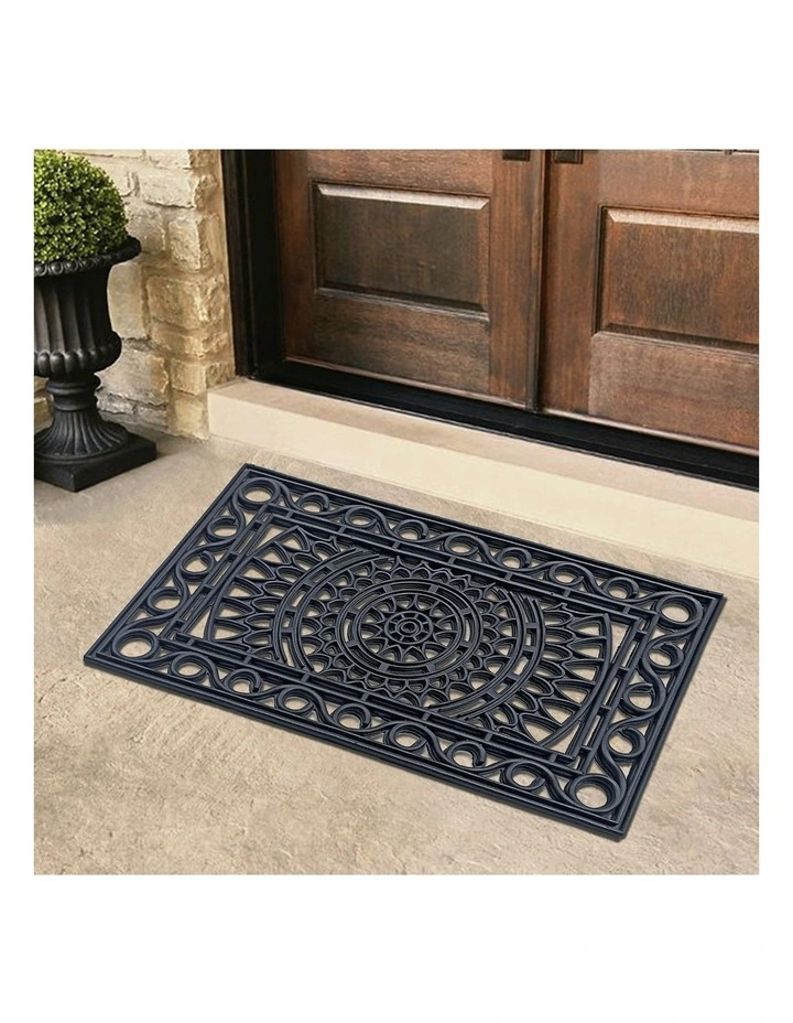 Meena Rubber Doormat in Black image 4