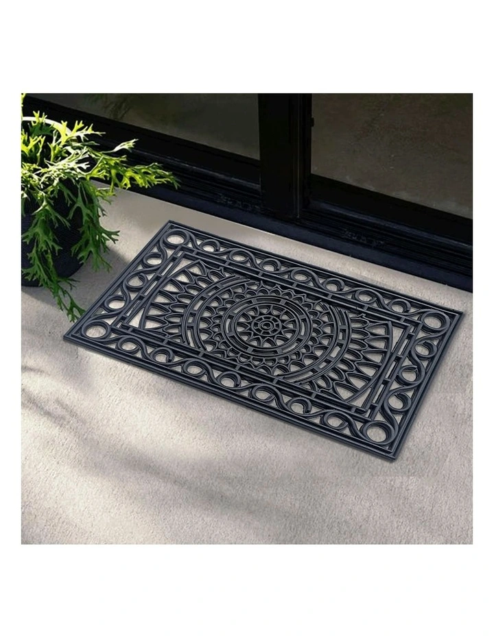 Meena Rubber Doormat in Black image 5