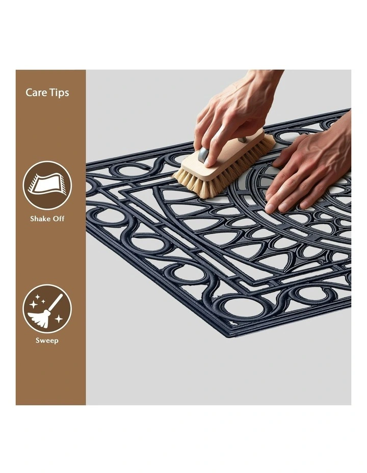 Meena Rubber Doormat in Black image 7