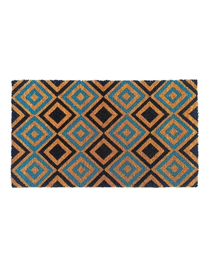 Diamonds Pvc Backed Coir Doormat in Black image 1
