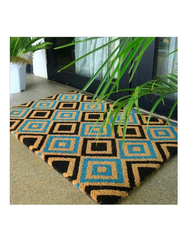 Diamonds Pvc Backed Coir Doormat in Black image 6