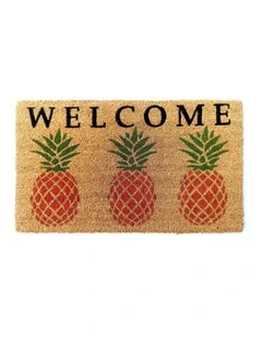 Welcome Pineapple PVC Backed Doormat 45x75cm in Brown