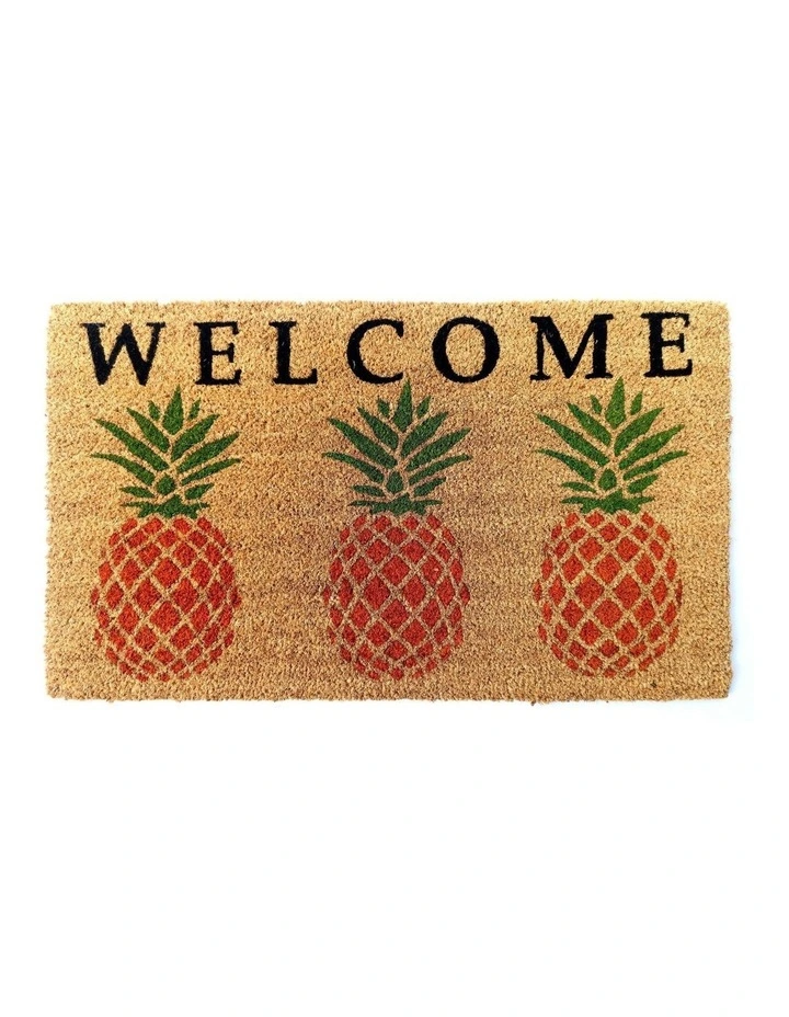 Welcome Pineapple PVC Backed Doormat 45x75cm in Brown image 1