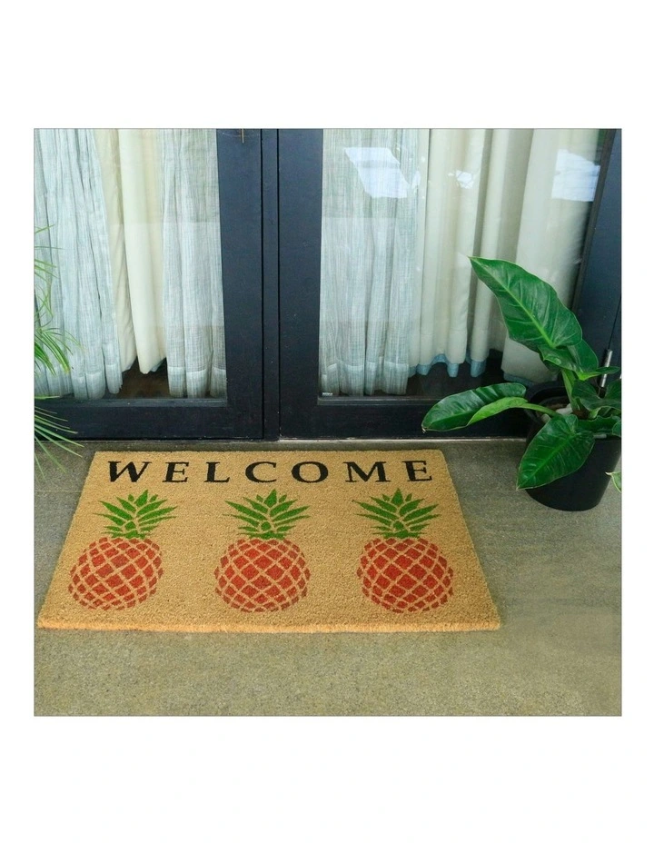 Welcome Pineapple PVC Backed Doormat 45x75cm in Brown image 4