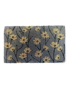 Wild Flowers Thick Doormat in Grey
