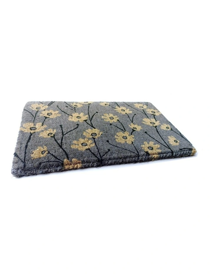 Wild Flowers Thick Doormat in Grey image 2