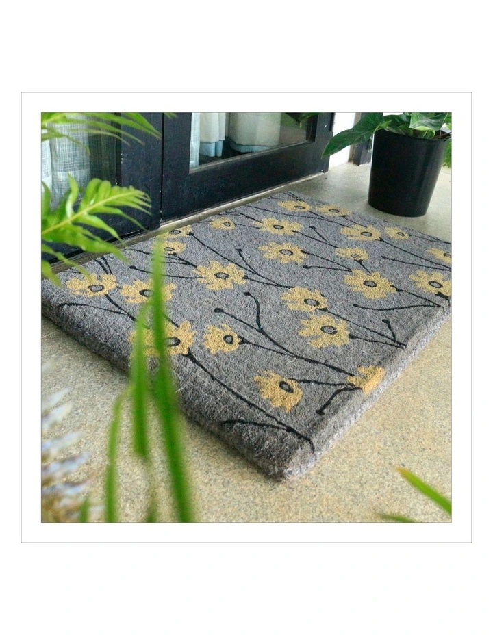 Wild Flowers Thick Doormat in Grey image 4