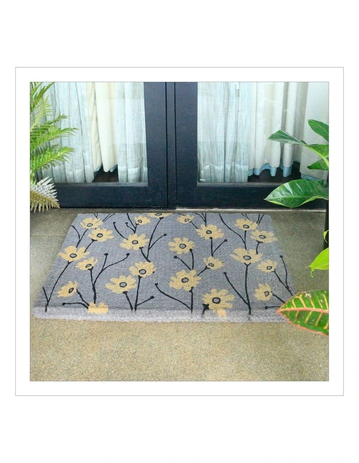 Wild Flowers Thick Doormat in Grey image 5