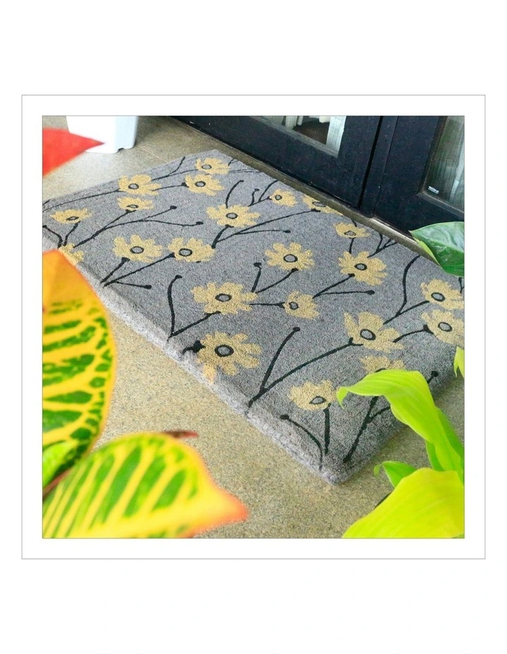 Wild Flowers Thick Doormat in Grey image 6