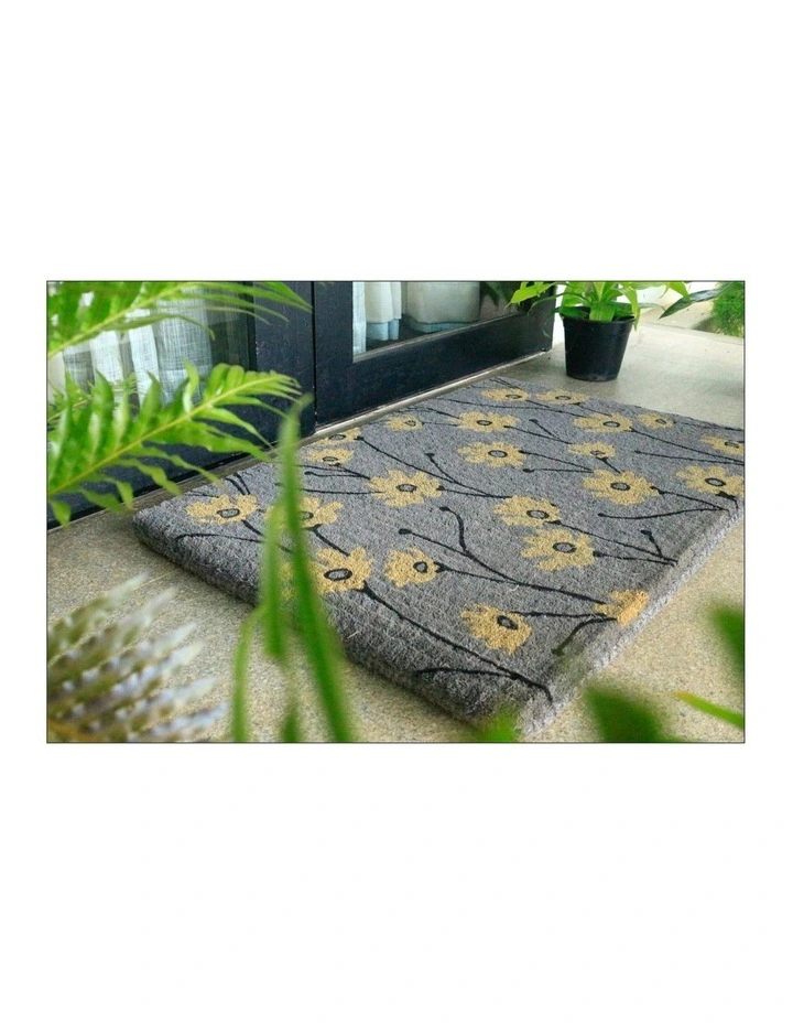 Wild Flowers Thick Doormat in Grey image 7