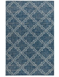 Jinju Trellis Outdoor Rug in Blue