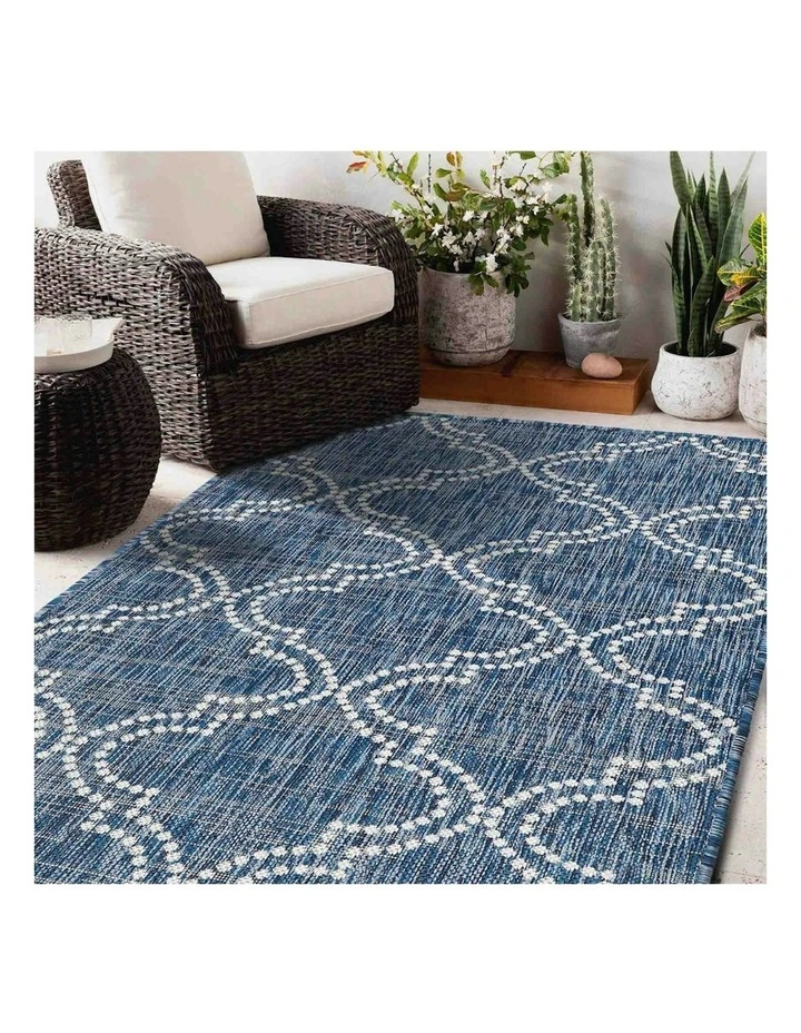 Jinju Trellis Outdoor Rug in Blue image 6