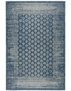 Floral Outdoor Rug in Blue
