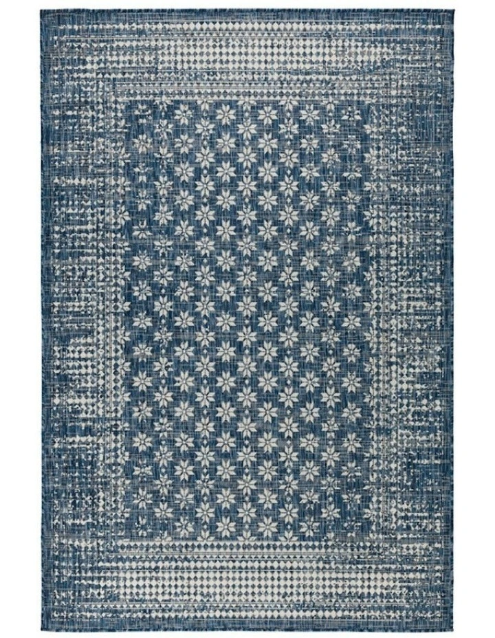 Floral Outdoor Rug in Blue image 1