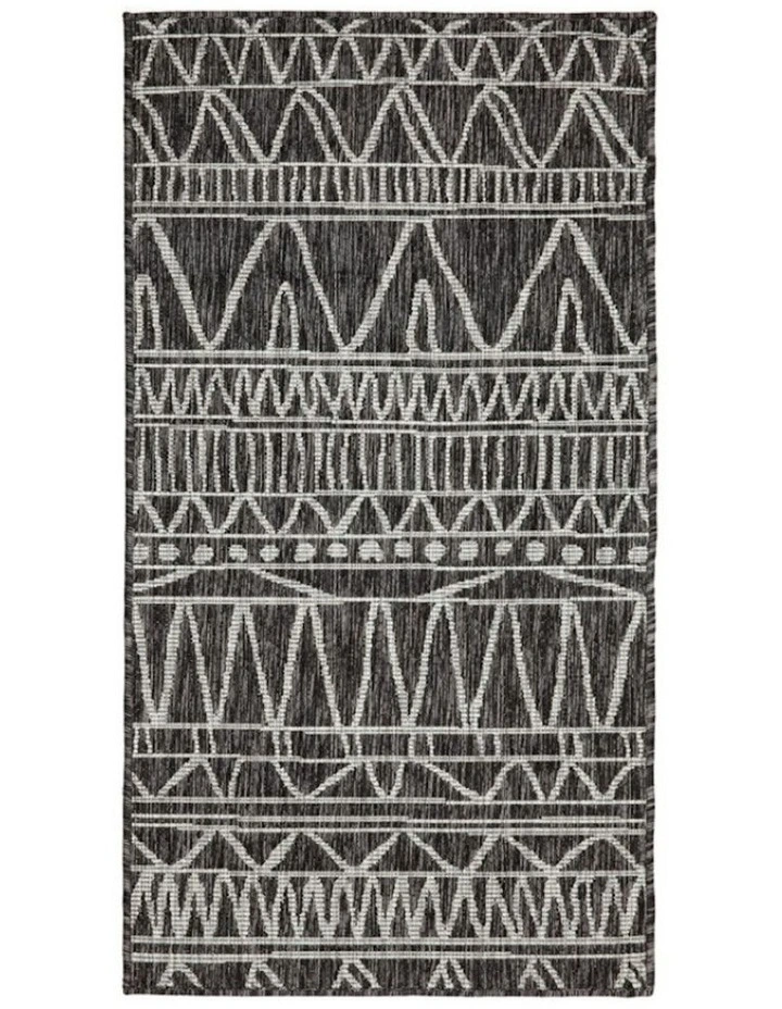Perla Tribal Polypropylene Outdoor Rug in Black image 1