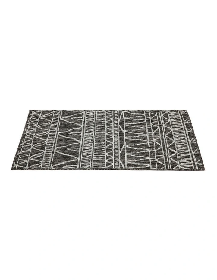 Perla Tribal Polypropylene Outdoor Rug in Black image 2