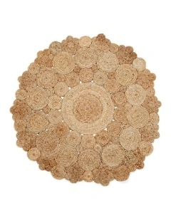 Round Jute Rug in Brown