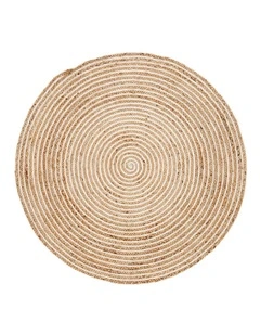 Plumeria Round Jute Rug in Brown