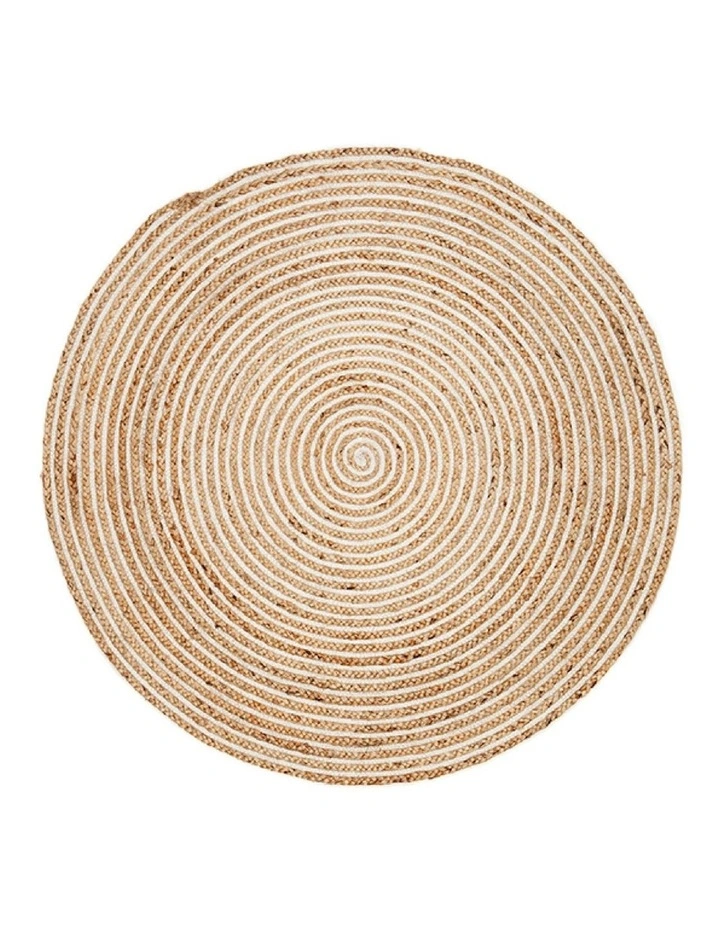 Plumeria Round Jute Rug in Brown image 1