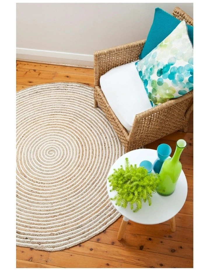 Plumeria Round Jute Rug in Brown image 4