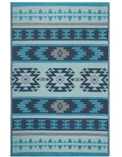 Cusco Tribal Recycled Plastic Rug in Blue