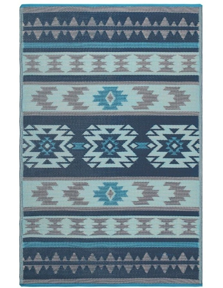 Cusco Tribal Recycled Plastic Rug in Blue image 2