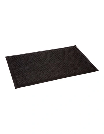 Ellora Charcoal Striped Polypropylene Doormat, Thin Welcome Entry Mat 90x150 cm