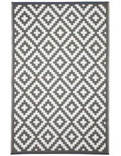 180x270cm Aztec Grey & White Recycled Plastic Outdoor Rug and Mat