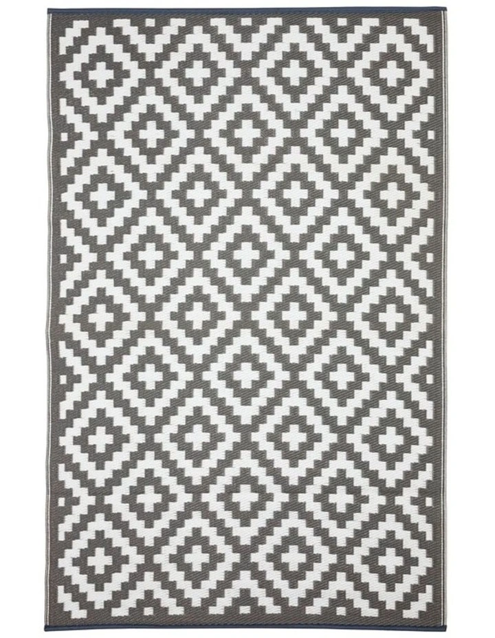 150x238cm Aztec Grey & White Recycled Plastic Outdoor Rug and Mat image 1