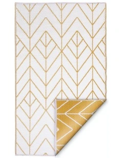 120x179 cm Recycled Plastic Outdoor Rug and Mat Reversible Waterproof Sydney Gold and Cream