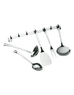 Settimocielo 5-piece Kitchen Utensils Set with Rack in Silver