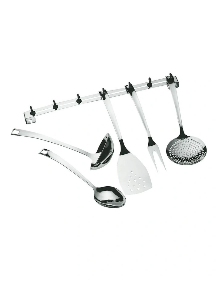 Settimocielo 5-piece Kitchen Utensils Set with Rack in Silver image 1