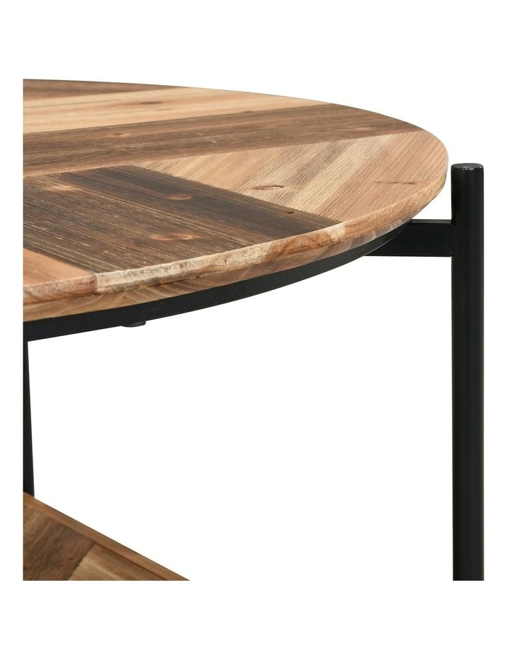 Industrial Wooden Coffee Table 2-Tier in Brown image 5