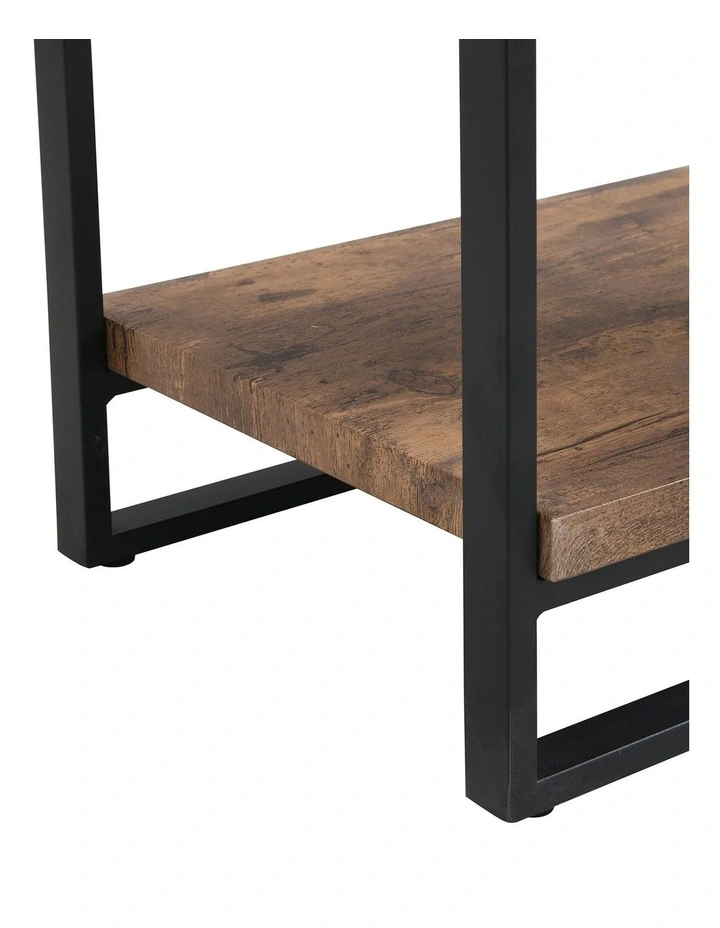Industrial Wood and Metal Nightstand with Drawer in Rustic Dark Brown image 6