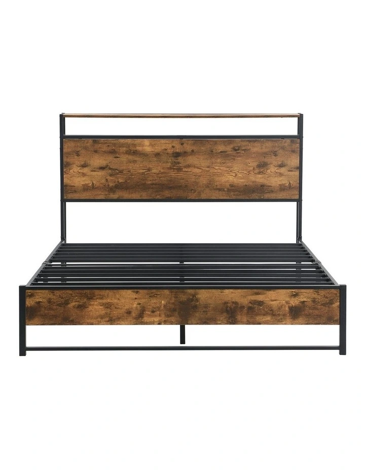 IHOMDEC Dark Brown Heavy Duty Metal Queen Size Bed Frame image 2