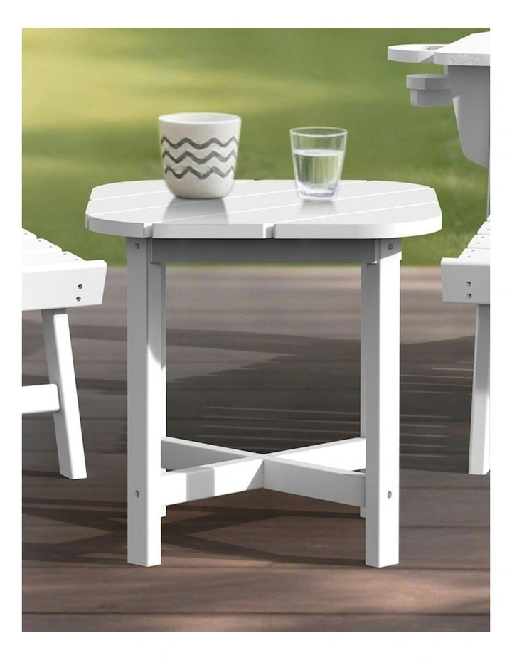 High-Density Polyethylene Outdoor Adirondack Square Side Table in White image 5