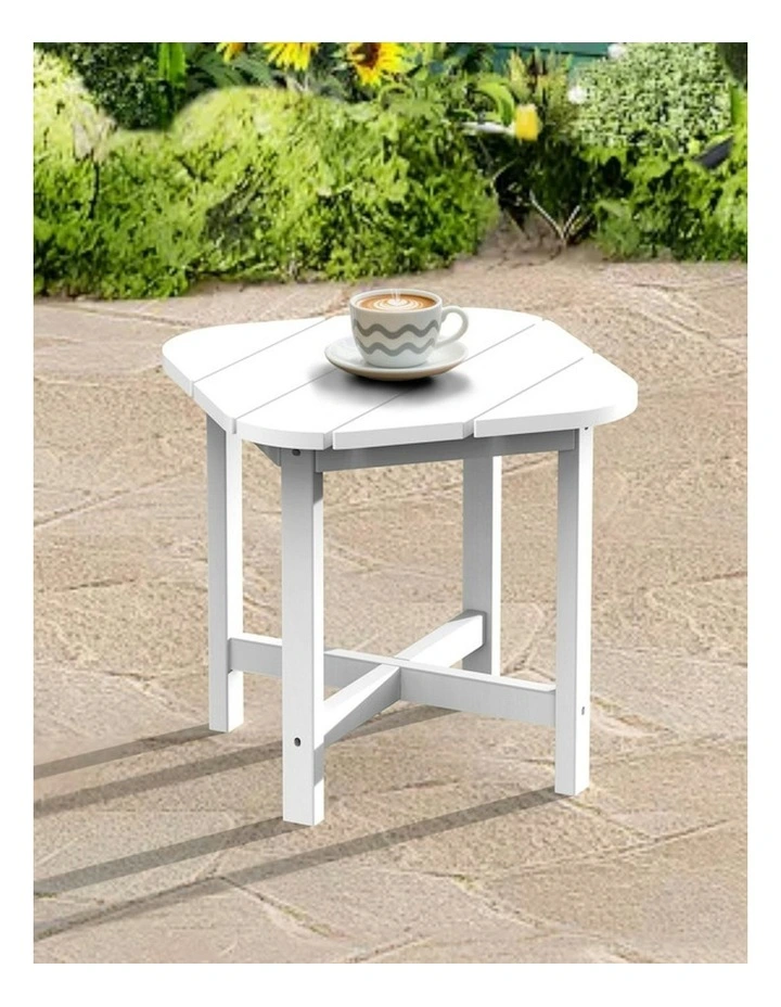 High-Density Polyethylene Outdoor Adirondack Square Side Table in White image 6