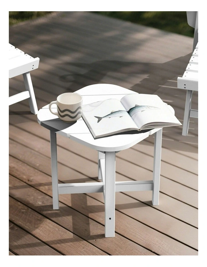High-Density Polyethylene Outdoor Adirondack Square Side Table in White image 7