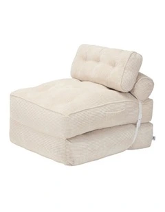 Multi-Function Button Fordable Corduroy Compression Lazy Sofa in Beige