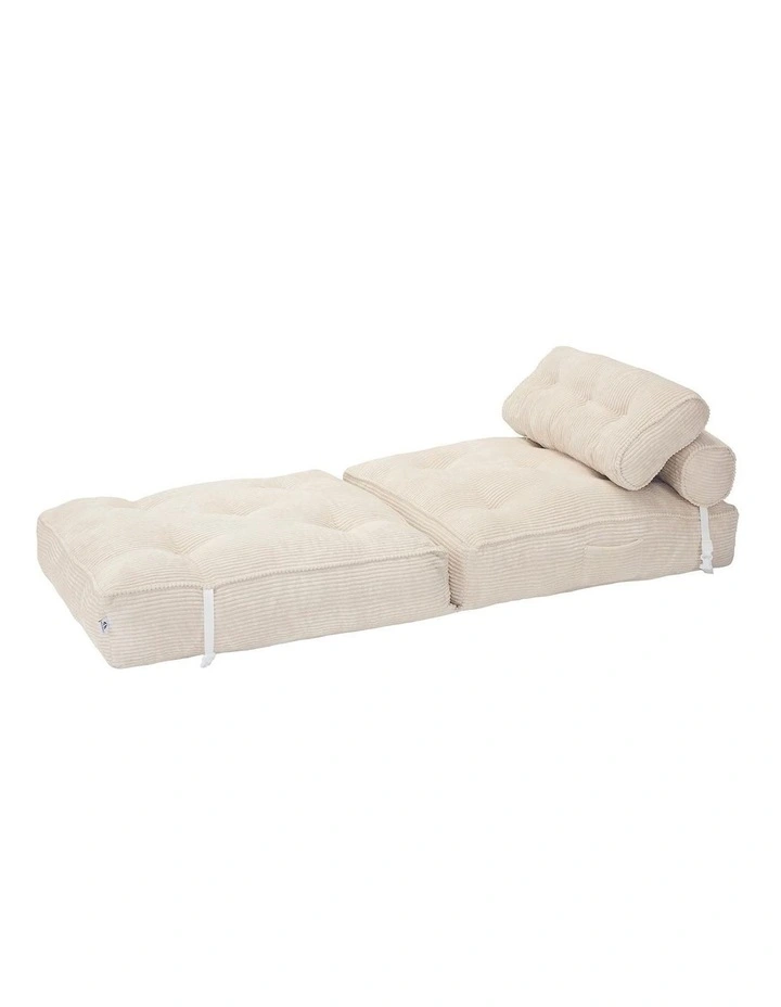 Multi-Function Button Fordable Corduroy Compression Lazy Sofa in Beige image 2