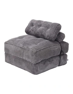 Multi Function Button Fordable Corduroy Compression Lazy Sofa in Grey