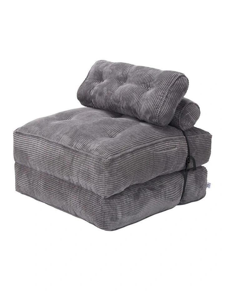 Multi Function Button Fordable Corduroy Compression Lazy Sofa in Grey image 1