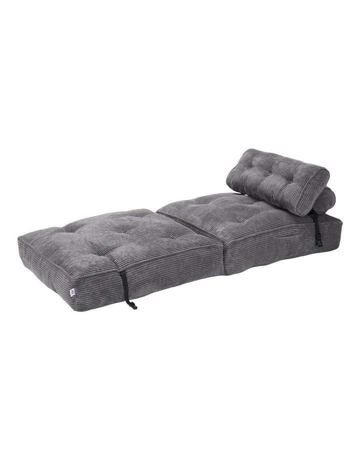 Multi Function Button Fordable Corduroy Compression Lazy Sofa in Grey image 2