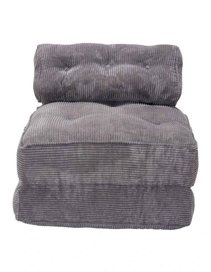 Multi Function Button Fordable Corduroy Compression Lazy Sofa in Grey image 3